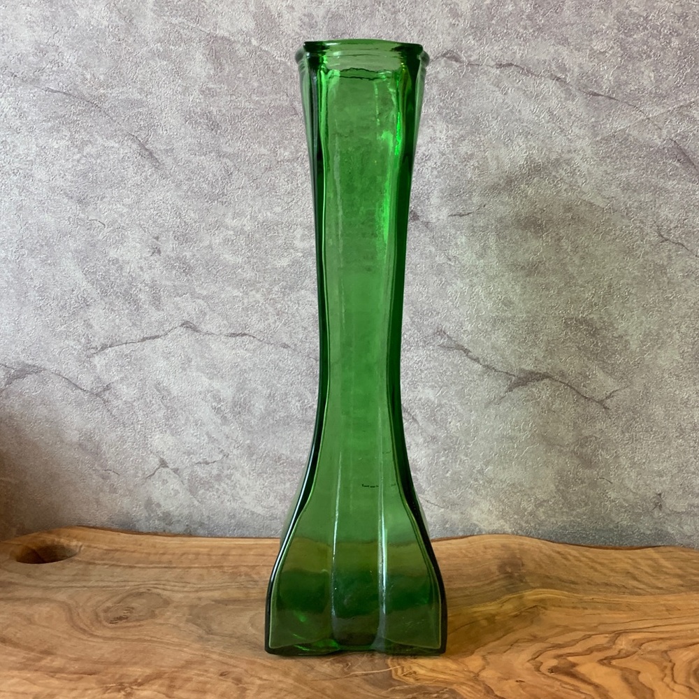 Europa Vintage Green Glass Vase, Green Bud Vase